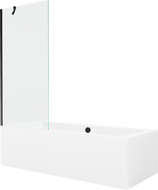 Mexen Cube stačiakampė vonia 170 x 80 cm su apdaila ir vienos dalies pertvaru 80 cm, skaidri, juoda - 550517080X9508000070