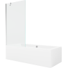 Mexen Cube stačiakampė vonia 170 x 80 cm su apdaila ir 1 sparno 90 cm pertvara, skaidri, chromas - 550517080X9509000001