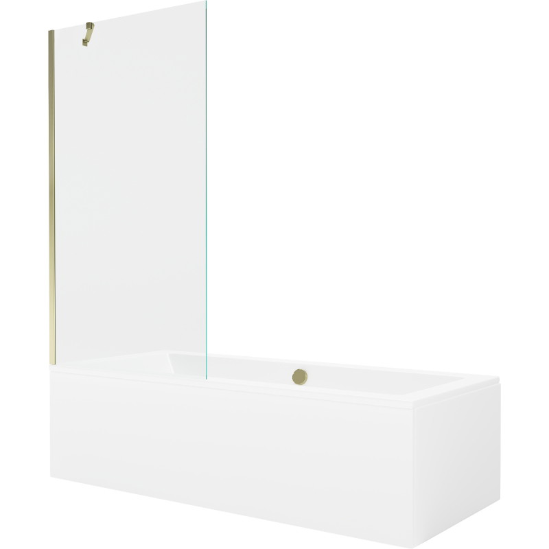 Mexen Cube stačiakampė vonia 170 x 80 cm su apdaila ir vieno skydelio ekranu 90 cm, skaidri, auksinė - 550517080X9509000050
