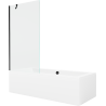 Mexen Cube stačiakampė vonia 170 x 80 cm su apdaila ir vienvėre 90 cm pertvara, skaidri, juoda - 550517080X9509000070