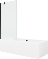 Mexen Cube stačiakampė vonia 170 x 80 cm su apdaila ir vienvėre 90 cm pertvara, skaidri, juoda - 550517080X9509000070