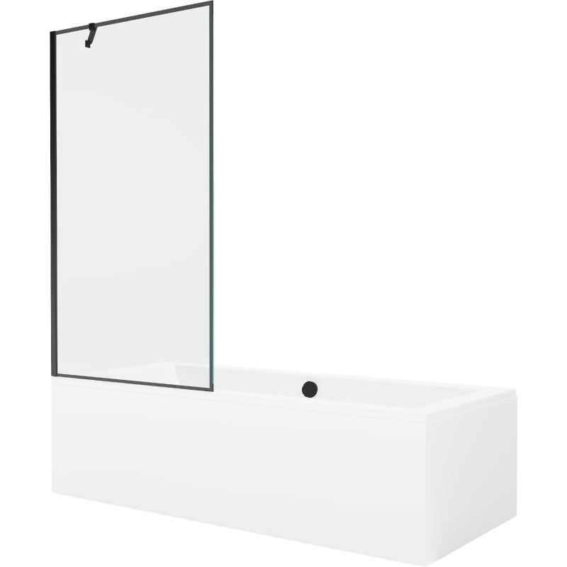 Mexen Cube stačiakampė vonia 170 x 80 cm su korpusu ir vienos dalies 90 cm paravanu, juodas raštas - 550517080X9509007070