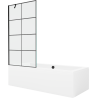 Mexen Cube stačiakampė vonia 170 x 80 cm su apdaila ir vieno skyriaus 90 cm ekranu, juodas raštas - 550517080X9509007077
