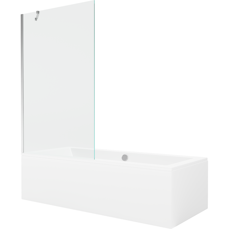 Mexen Cube stačiakampė vonia 170 x 80 cm su apdaila ir 1-durų ekranu 100 cm, skaidri, chromuota - 550517080X9510000001