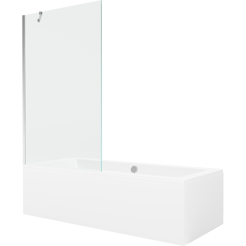 Mexen Cube stačiakampė vonia 170 x 80 cm su apdaila ir 1-sparnio ekranu 100 cm, permatoma, chromuota - 550517080X9510000001