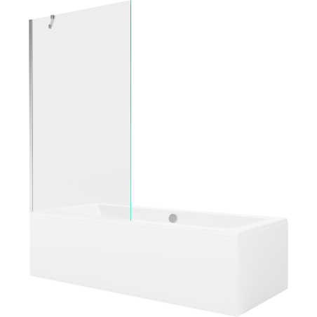 Mexen Cube stačiakampė vonia 170 x 80 cm su apdaila ir 1-sparnio ekranu 100 cm, permatoma, chromuota - 550517080X9510000001