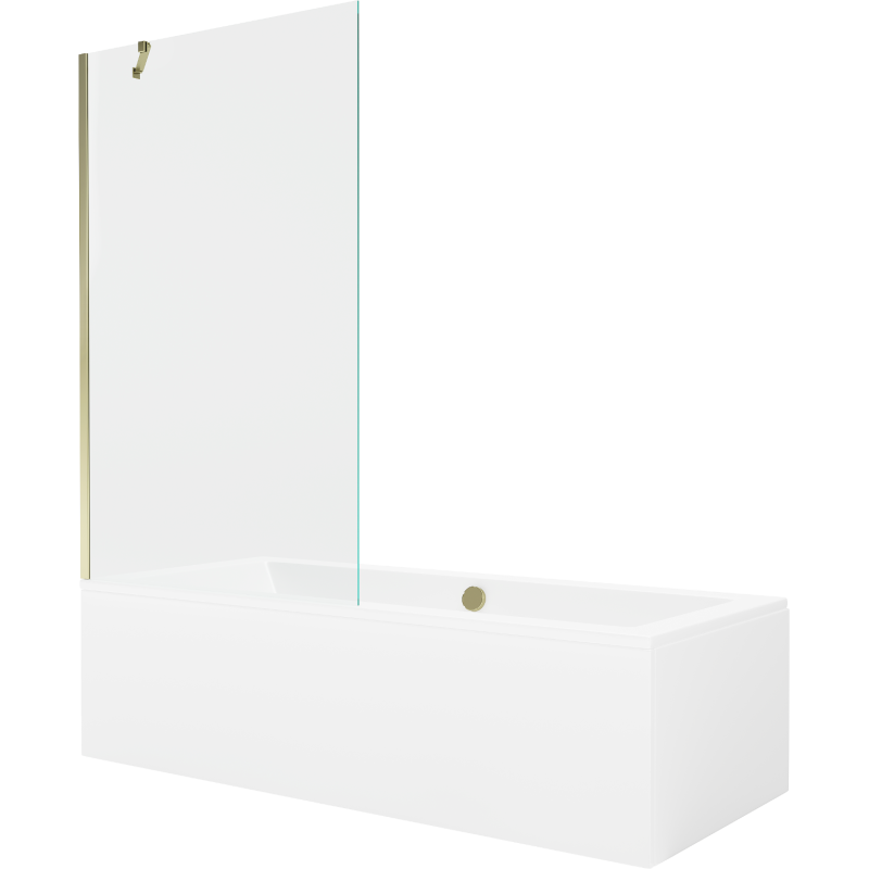 Mexen Cube stačiakampė vonia 170 x 80 cm su apdaila ir vienos sklendės pertvara 100 cm, skaidri, auksinė - 550517080X9510000050