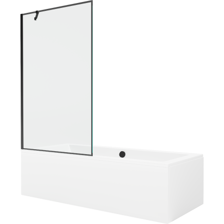 Mexen Cube stačiakampė vonia 170 x 80 cm su apdaila ir vienos dalies dušo sienele 100 cm, juodas raštas - 550517080X9510007070