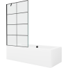 Mexen Cube stačiakampė vonia 170 x 80 cm su uždanga ir vieno sparno ekranu 100 cm, juodas raštas - 550517080X9510007077