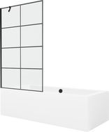 Mexen Cube stačiakampė vonia 170 x 80 cm su uždanga ir vieno sparno ekranu 100 cm, juodas raštas - 550517080X9510007077