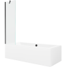 Mexen Cube stačiakampė vonia 180 x 80 cm su apdaila ir 1-durų ekranas 50 cm, skaidri, juoda - 550518080X9505000070