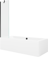 Mexen Cube stačiakampė vonia 180 x 80 cm su apdaila ir viengubomis durimis, 50 cm, permatoma, juoda - 550518080X9505000070