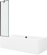 Mexen Cube stačiakampė vonia 180 x 80 cm su danga ir vieno sparno 50 cm pertvara, juodas raštas - 550518080X9505007070