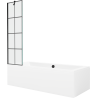 Mexen Cube stačiakampė vonia 180 x 80 cm su dangalu ir vieno skydo 50 cm sienele, juodas raštas - 550518080X9505007077
