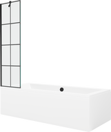 Mexen Cube stačiakampė vonia 180 x 80 cm su apdaila ir vienvėriu ekranėliu 50 cm, juodas raštas - 550518080X9505007077