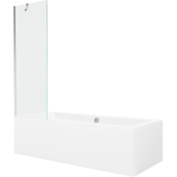 Mexen Cube stačiakampė vonia 180 x 80 cm su korpusu ir 1 judamosios dalies vonios sienele 60 cm, Skaidrus, Chromo - 550518080X95