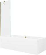 Mexen Cube stačiakampė vonia 180 x 80 cm su apdaila ir 1-durų ekranu 60 cm, skaidrus, auksinis - 550518080X9506000050