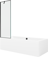 Mexen Cube stačiakampė vonia 180 x 80 cm su apdaila ir vienos dalies 60 cm širma, juodas raštas - 550518080X9506007070