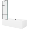 Mexen Cube stačiakampė vonia 180 x 80 cm su korpusu ir vieno sparno ekranu 60 cm, juodas raštas - 550518080X9506007077