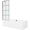 Mexen Cube stačiakampė vonia 180 x 80 cm su apdaila ir vieno sparno 70 cm pertvara, juodas raštas - 550518080X9507007077