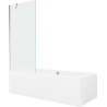 Mexen Cube stačiakampė vonia 180 x 80 cm su korpusu ir vienvėrčiu ekranu 80 cm, skaidri, chromuota - 550518080X9508000001