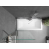 Mexen Cube stačiakampė vonia 180 x 80 cm su apdaila ir 1 sparno sienele 80 cm, permatoma, chromuota - 550518080X9508000001