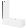 Mexen Cube stačiakampė vonia 180 x 80 cm su korpusu ir vieno sparno pertvara 80 cm, skaidri, juoda - 550518080X9508000070