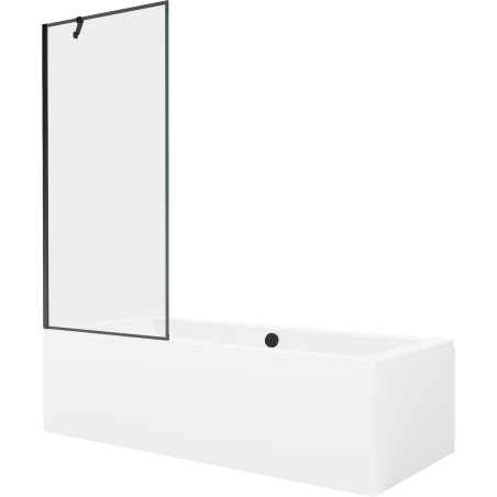 Mexen Cube stačiakampė vonia 180 x 80 cm su apdaila ir vienasparne pertvara 80 cm, juodas raštas - 550518080X9508007070