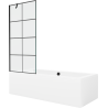 Mexen Cube stačiakampė vonia 180 x 80 cm su korpusu ir vienų durų ekranu 80 cm, juodas raštas - 550518080X9508007077