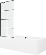 Mexen Cube stačiakampė vonia 180 x 80 cm su plokštuma ir vienos dalies 80 cm pločio sienele, juodas raštas