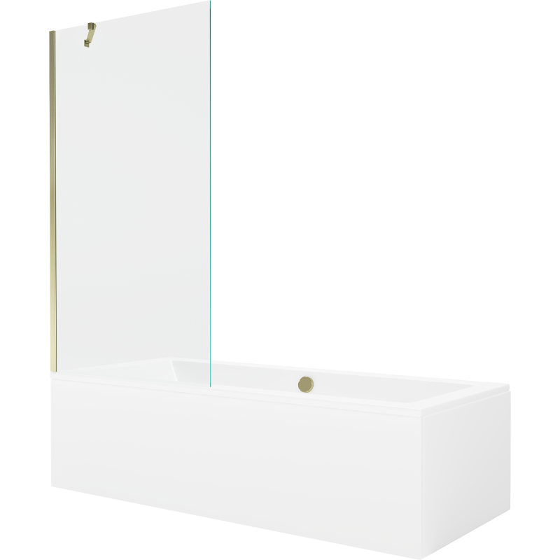 Mexen Cube stačiakampė vonia 180 x 80 cm su apdaila ir 1-durėmis dušo pertvara 90 cm, permatoma, auksinė - 550518080X9509000050