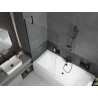 Mexen Cube stačiakampė vonia 180 x 80 cm su apdaila ir 1-duris pertvaru 90 cm, permatomas, juodas - 550518080X9509000070