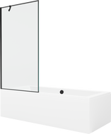 Mexen Cube stačiakampė vonia 180 x 80 cm su apdaila ir vieno sparno 90 cm ekranu, juodas raštas - 550518080X9509007070