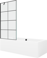Mexen Cube stačiakampė vonia 180 x 80 cm su apdaila ir 1-duris dušo sienele 90 cm, juodas raštas - 550518080X9509007077