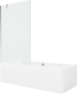 Mexen Cube stačiakampė vonia 180 x 80 cm su apdaila ir vienašoniu pertvaru 100 cm, skaidri, chromuota - 550518080X9510000001