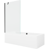 Mexen Cube stačiakampė vonia 180 x 80 cm su apdaila ir vienos dalies uždanga 100 cm, permatoma, juoda - 550518080X9510000070