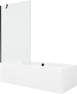 Mexen Cube stačiakampė vonia 180 x 80 cm su apdaila ir vienos durų sienele 100 cm, permatoma, juoda - 550518080X9510000070