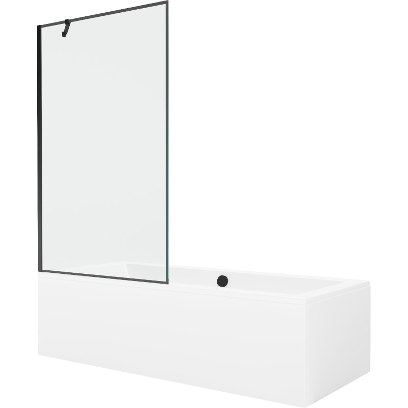 Mexen Cube stačiakampė vonia 180 x 80 cm su apdaila ir vienos dalies 100 cm ekranu, juodas raštas - 550518080X9510007070