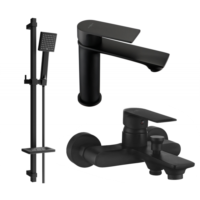 Mexen Royo DQ45 vonios kambario komplektas, juodas - 72203DQ45-70