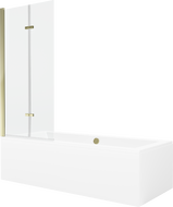 Mexen Cube stačiakampė vonia 170 x 80 cm su korpusu ir dviejų durų širma 80 cm, skaidrus, auksinis - 550517080X9208025000