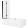 Mexen Cube stačiakampė vonia 170 x 80 cm su apdaila ir 2-dalių 80 cm ekranu, permatoma, juoda - 550517080X9208027000