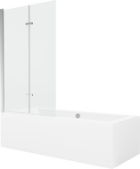 Mexen Cube stačiakampė vonia 170 x 80 cm su apdaila ir dviejų durų 100 cm sienele, skaidri, chromuota - 550517080X9210020100