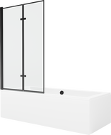 Mexen Cube stačiakampė vonia 170 x 80 cm su apdaila ir 2-jų dalių ekranu 100 cm, juodas raštas - 550517080X9210027070