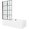 Mexen Cube stačiakampė vonia 170 x 80 cm su apdaila ir 2-jų dalių stumdoma sienele 100 cm, juodas raštas - 550517080X9210027077