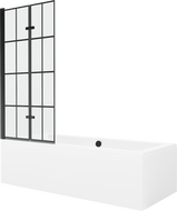 Mexen Cube stačiakampė vonia 180 x 80 cm su apdaila ir 2 sparnų ekranu 80 cm, juodas raštas - 550518080X92080027077