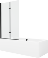 Mexen Cube stačiakampė vonia 180 x 80 cm su korpusu ir 2-durų pertvara 100 cm, skaidrus, juodas - 550518080X9210027000