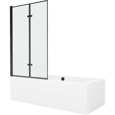 Mexen Cube stačiakampė vonia 180 x 80 cm su apdaila ir 2 dalių ekranine sienele 100 cm, juodas raštas - 550518080X92100027070