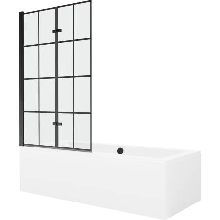 `Mexen Cube stačiakampė vonia 180 x 80 cm su rėmeliu ir 2-durų barjeru 100 cm, juodas raštas - 550518080X92100027077