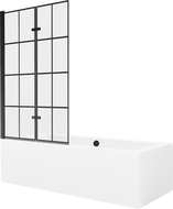 `Mexen Cube stačiakampė vonia 180 x 80 cm su rėmeliu ir 2-durų barjeru 100 cm, juodas raštas - 550518080X92100027077