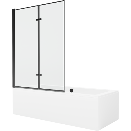 Mexen Cube stačiakampė vonia 180 x 80 cm su apdaila ir dviejų dalių širma 120 cm, juodas raštas - 550518080X92120027070